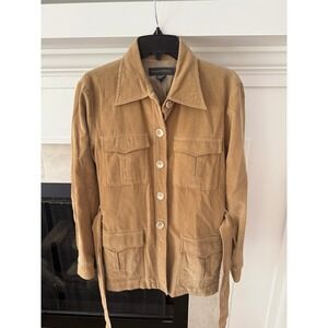 Banana Republic Corduroy Jacket Tan Brown Utility‎ Belted Safari Style Medium